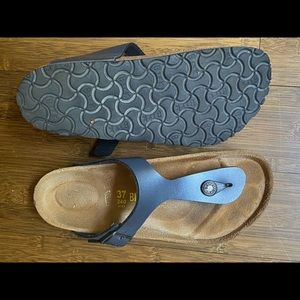 Blue thong Birkenstock sandals